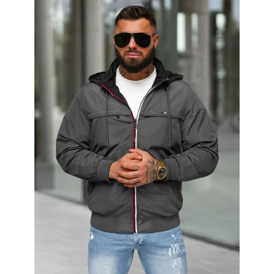 Tamsiai pilka striukė su gobtuvu Kemir JS/16M9207/92