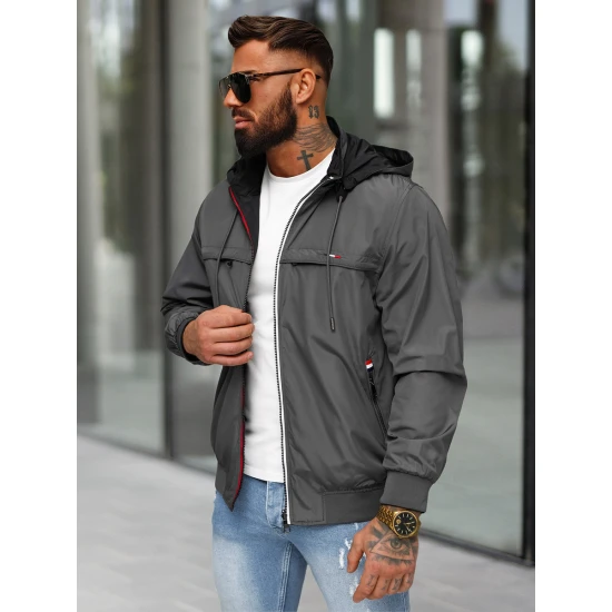 Tamsiai pilka striukė su gobtuvu Kemir JS/16M9207/92