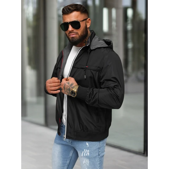 Juoda striukė su gobtuvu Kemir Striukės