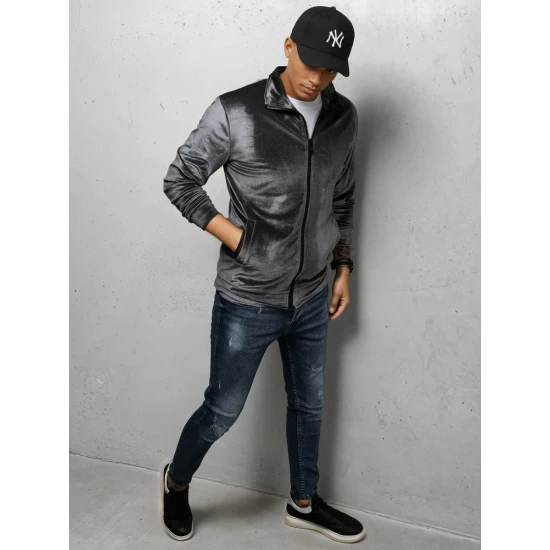 Vyriškas tamsiai pilkas veliūrinis džemperis Onil BX5535