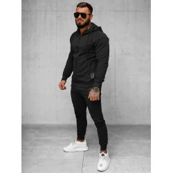 Vyriškas juodas sportinis komplektas su gobtuvu Adam