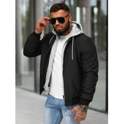 Vyriška juoda striukė su gobtuvu Eidan