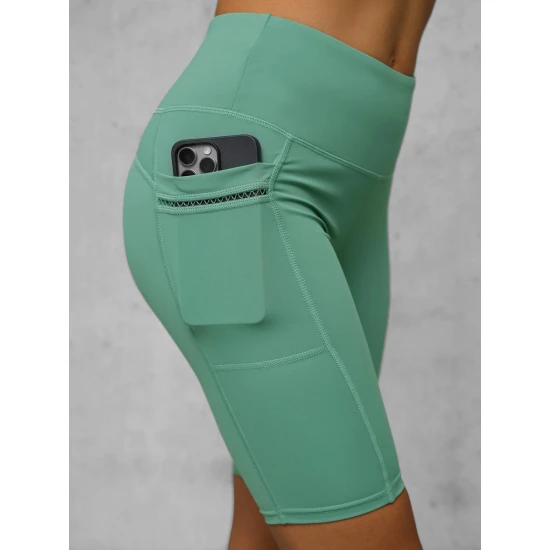 Moteriški biker stiliaus mėtinės spalvos šortai Neli JS/XY24004S