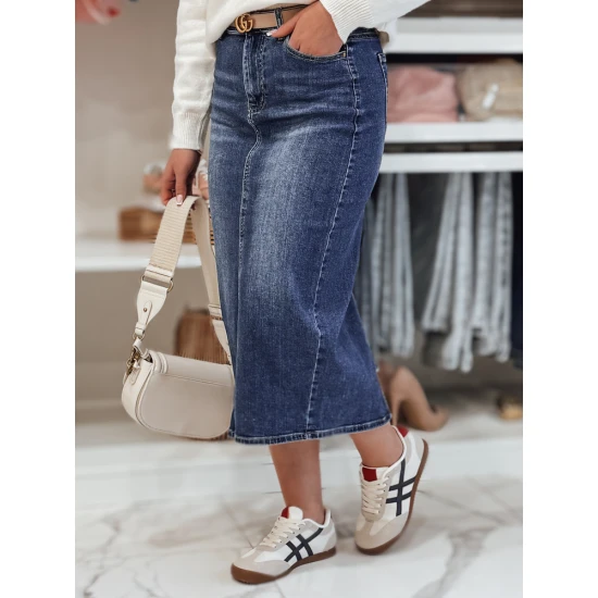 Ilgas džinsinis tamsiai mėlynas sijonas Merita Sijonai