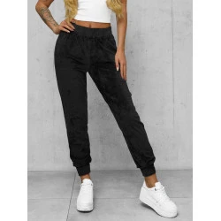 Moteriškos veliūrinės juodos spalvos kelnės Azil