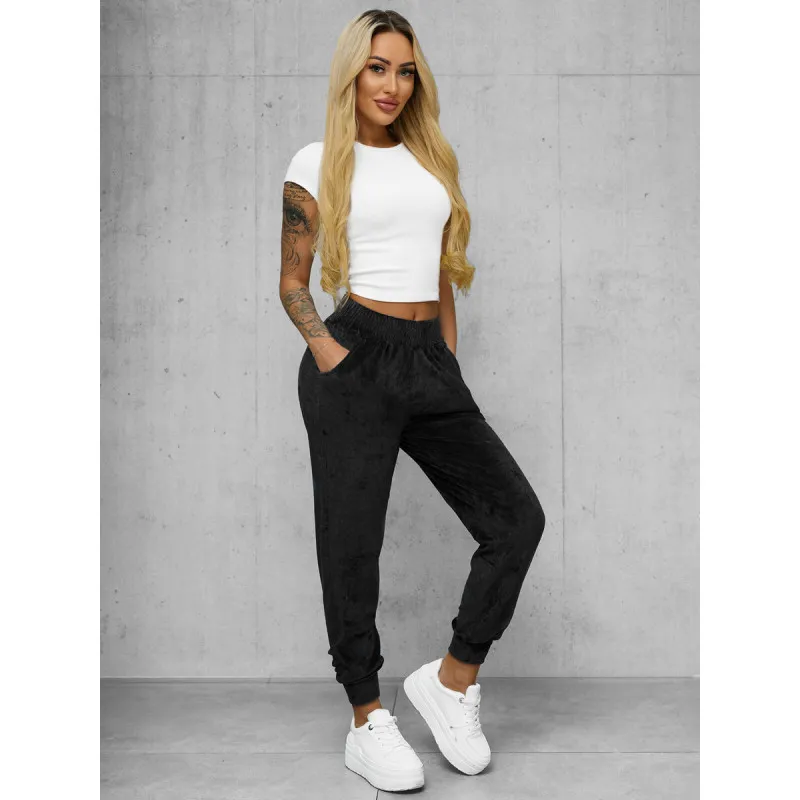 Damskie spodnie welurowe w kolorze czarnym Azil JS/92K527/3