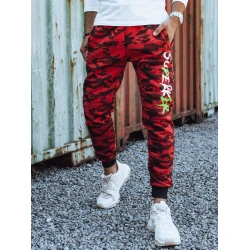 Vyriškos raudonos kamufliažinės laisvalaikio kelnės Superker
