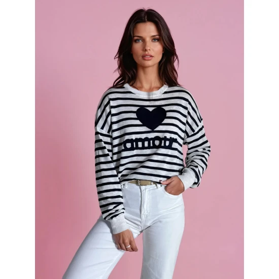 Moteriškas tamsiai mėlynas megztinis Amour MY2320