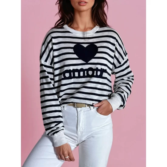 Moteriškas tamsiai mėlynas megztinis Amour MY2320