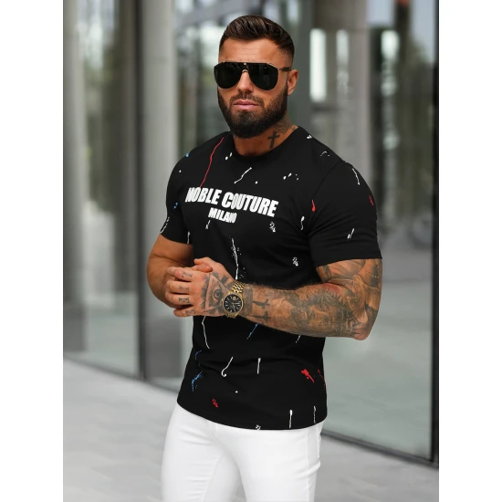 Vyriški juodos spalvos marškiniai Milan O/MPO3443