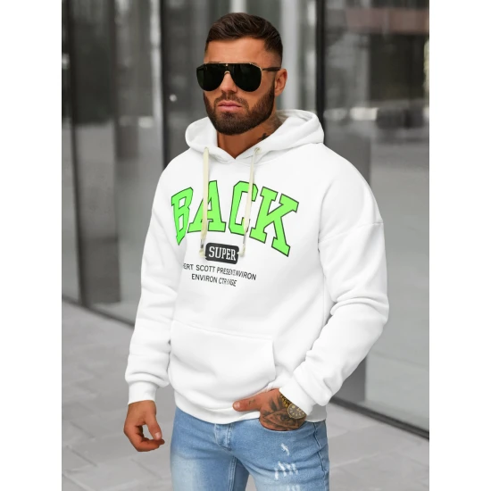 Vyriškas baltas džemperis su gobtuvu Back O/TT30513