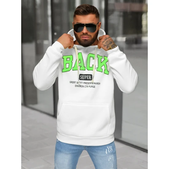 Vyriškas baltas džemperis su gobtuvu Back O/TT30513