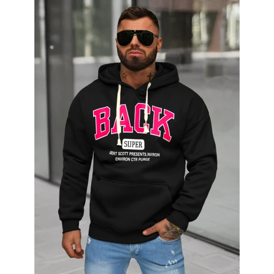 Vyriškas juodas džemperis su gobtuvu Back O/TT30513