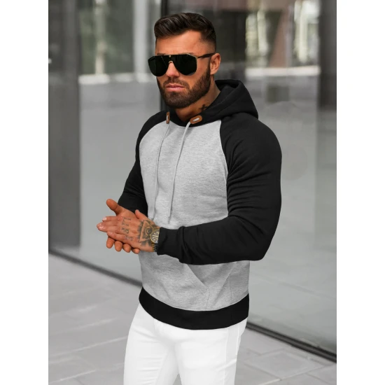 Vyriškas pilkas džemperis su gobtuvu Aiden JS/8B157/2