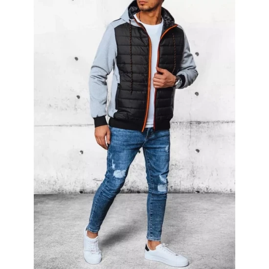 Pilkos spalvos vyriška striukė su gobtuvu Bastin TX4393