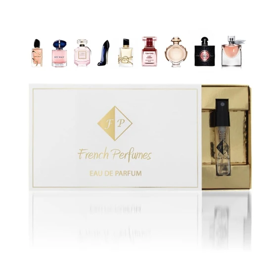 FP mėginukų rinkinys Nr2 TOP10 moterims FPMEGINIURINKINYSNR2 French Perfumes