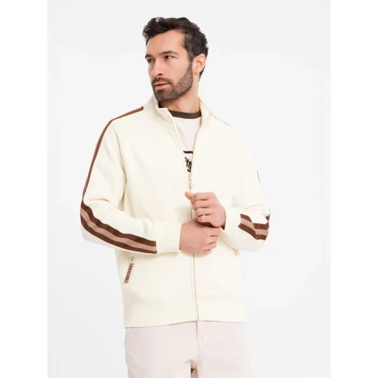 Vyriškas rusvos spalvos megztinis aukštu kaklu Olin V3 OM-SSZP-0219