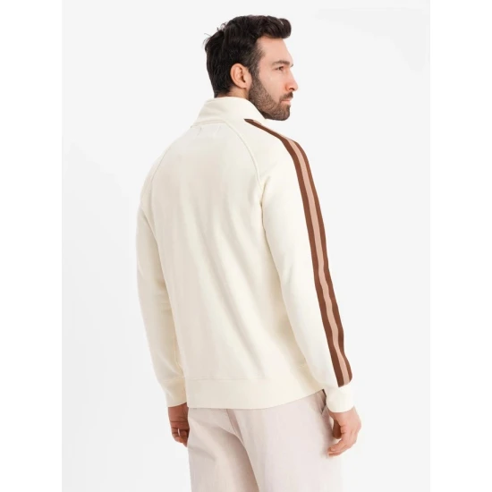 Vyriškas rusvos spalvos megztinis aukštu kaklu Olin V3 OM-SSZP-0219