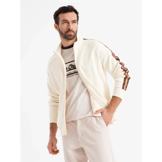 Vyriškas rusvos spalvos megztinis aukštu kaklu Olin V3 OM-SSZP-0219