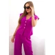 Moteriškas violetinis komplektas su liemene ir plačiomis kelnėmis Anda Sportiniai kostiumai