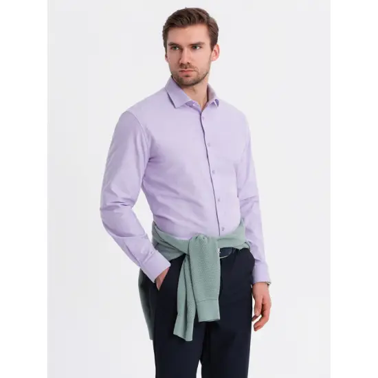 Vyriški violetinės spalvos marškiniai Adrian V2 OM-SHOS-0183