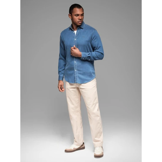 Vyriški džinsiniai mėlyni marškiniai Mant V2 OM-SHDS-0180