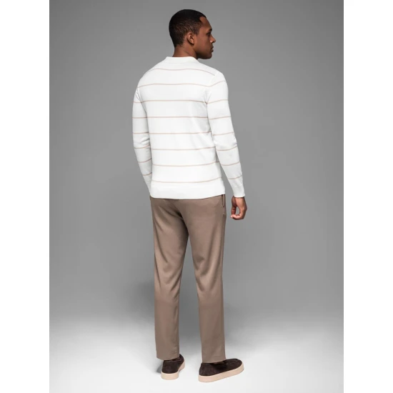 Vyriški polo marškinėliai ilgomis rankovėmis baltos spalvos Don V4 OM-POLS-0146