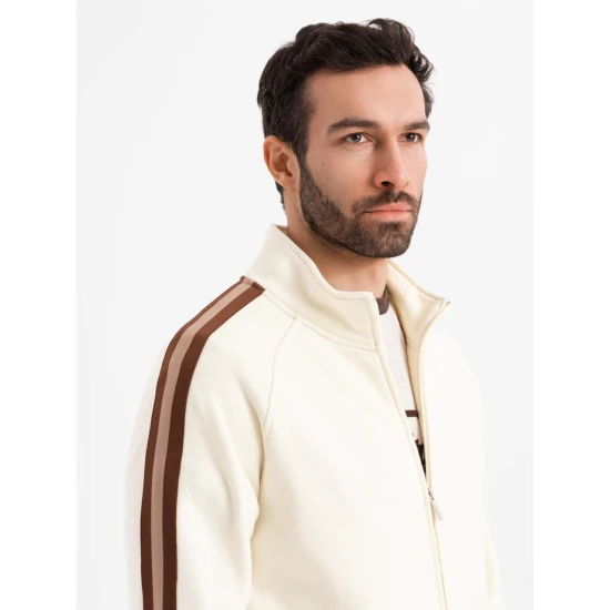 Vyriškas rusvos spalvos megztinis aukštu kaklu Olin V3 OM-SSZP-0219