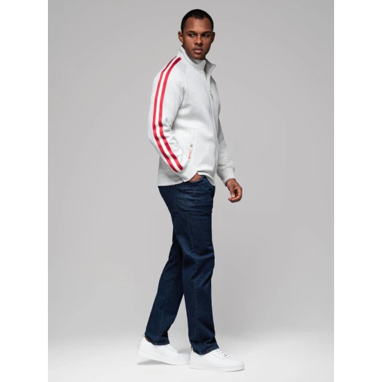 Vyriškas pilkos spalvos megztinis aukštu kaklu Olin V1 OM-SSZP-0219