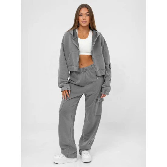 Moteriškas pilkos spalvos komplektas Sara Sportiniai kostiumai