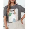 Women's grey T-shirt Breivi RY2617
