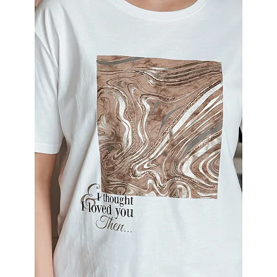 Women's white T-shirt Nivi RY2603
