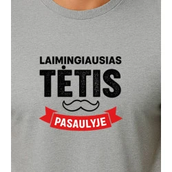 Pilki marškinėliai Laimingiausias tėtis (juodas)