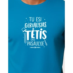 Vyriški mėlyni marškinėliai Geriausias tėtis (baltas)