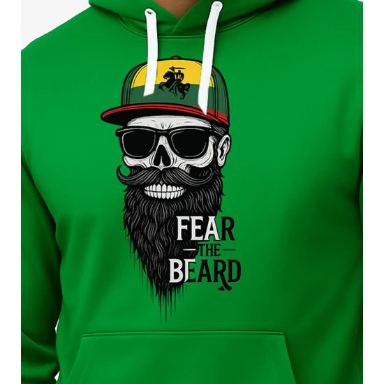 Vyriškas žalias džemperis su gobtuvu Kaukolė PK4011