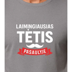 Pilki marškinėliai Laimingiausias tėtis (baltas)