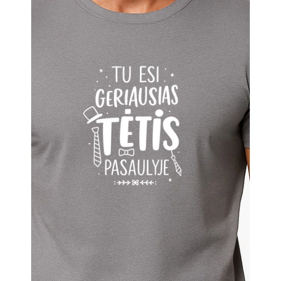 Vyriški pilki mėlyni marškinėliai Geriausias tėtis (baltas) PK4002