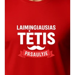 Raudoni marškinėliai Laimingiausias tėtis (baltas)
