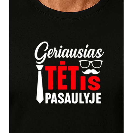 Juodi marškinėliai Geriausias tėtis pasaulyje (baltas) PK4007