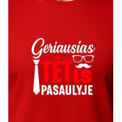 Raudoni marškinėliai Geriausias tėtis pasaulyje (baltas)