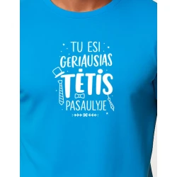 Vyriški mėlyni marškinėliai Geriausias tėtis (baltas)