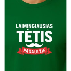 Tamsiai žali marškinėliai Laimingiausias tėtis (baltas)
