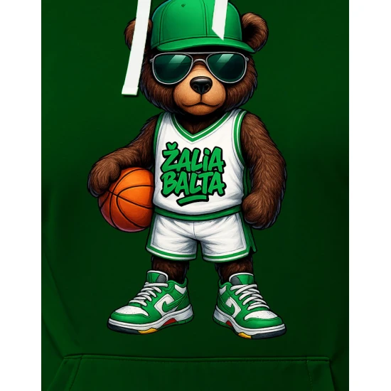 Vyriškas chaki džemperis su gobtuvu Žalia Balta PK4009