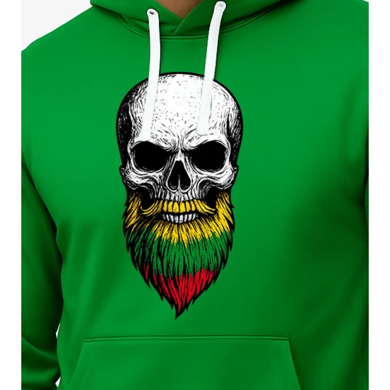 Vyriškas žalias džemperis su gobtuvu Kaukolė PK4011