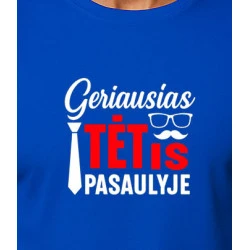 Mėlyni marškinėliai Geriausias tėtis pasaulyje (baltas)