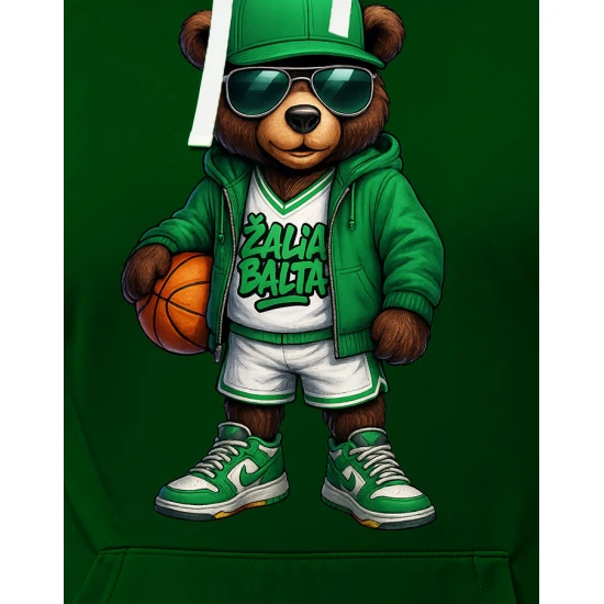 Vyriškas chaki džemperis su gobtuvu Žalia Balta PK4009