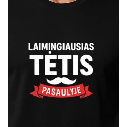 Juodi marškinėliai Laimingiausias tėtis (baltas)