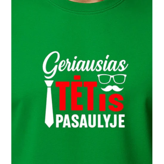 Žali marškinėliai Geriausias tėtis pasaulyje (baltas) PK4007