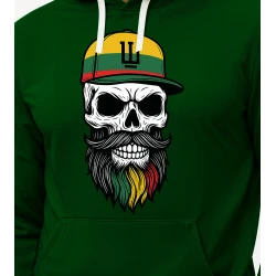 Tamsiai žalias džemperis su gobtuvu Kaukolė LTU