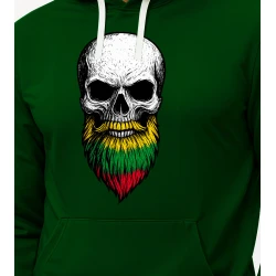 Tamsiai žalias džemperis su gobtuvu Kaukolė su barzda